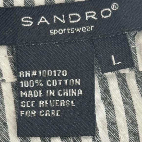 Sandro Seersucker Peplum 3/4 Sleeve Light Jacket Size Large - Picture 7 of 8